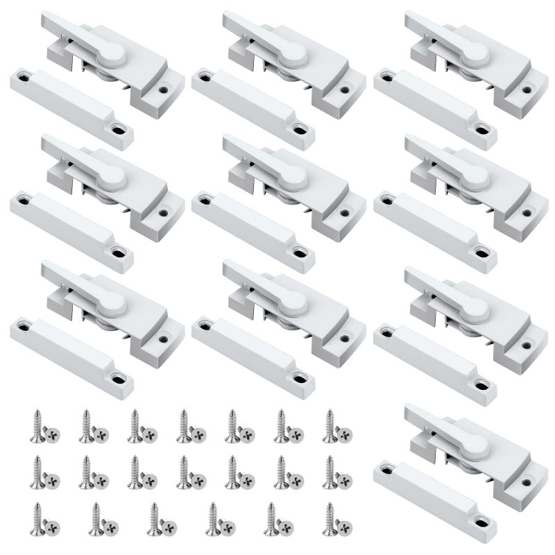 HIMOMO Window Sash Locks, 10 Pack Cam Action White Window Locks, Window Latches with Keeper Diecast, Sliding Window Parts, Replacement Sash Locks for Sliding Windows Double Hung Windows - Image 1